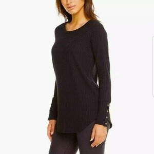 Chaser Anthropologie Size S Black Waffle Knit Button Long Sleeve Thermal $79